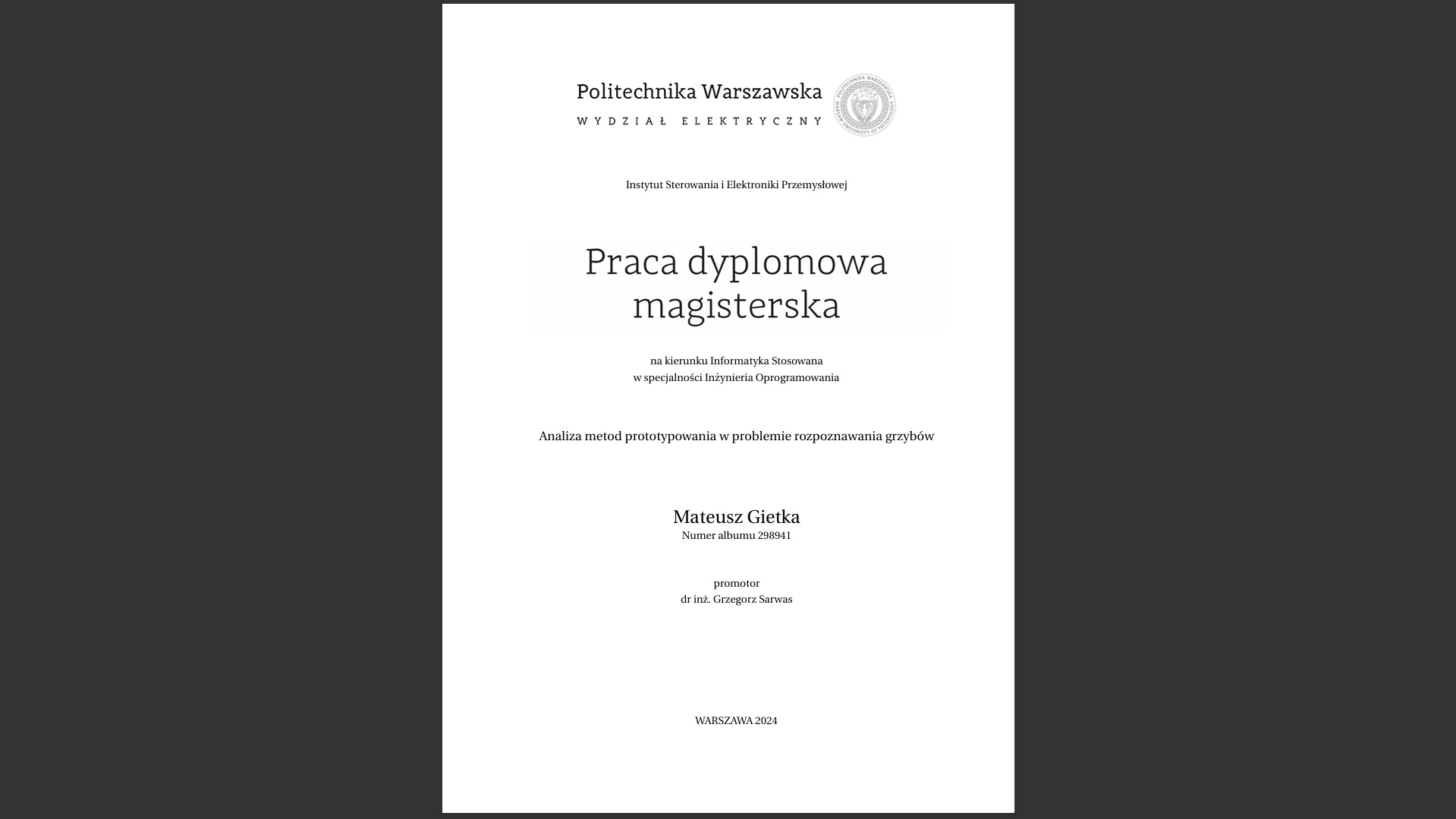 Analysis of prototyping methods in the problem of mushroom recognition